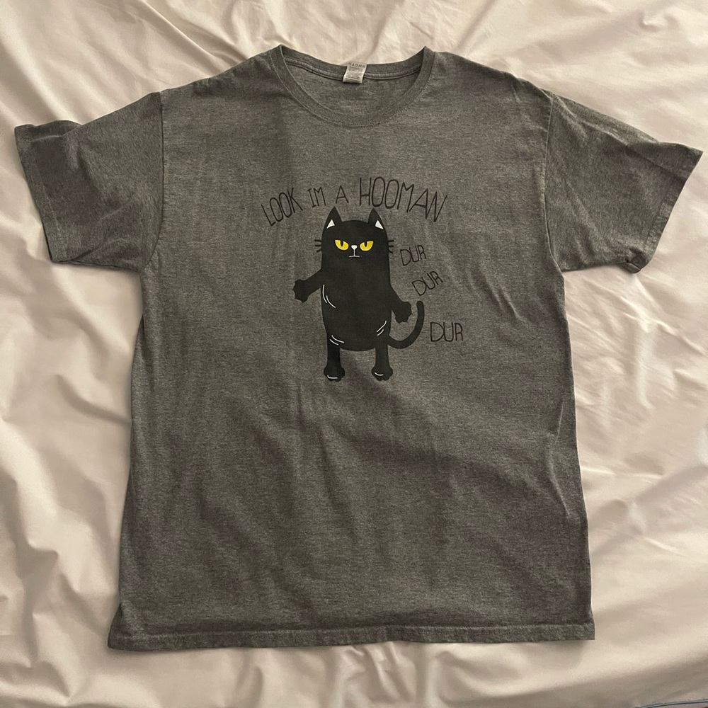 “Look I’m a hooman. Dur dur dur” funny cat t-shirt